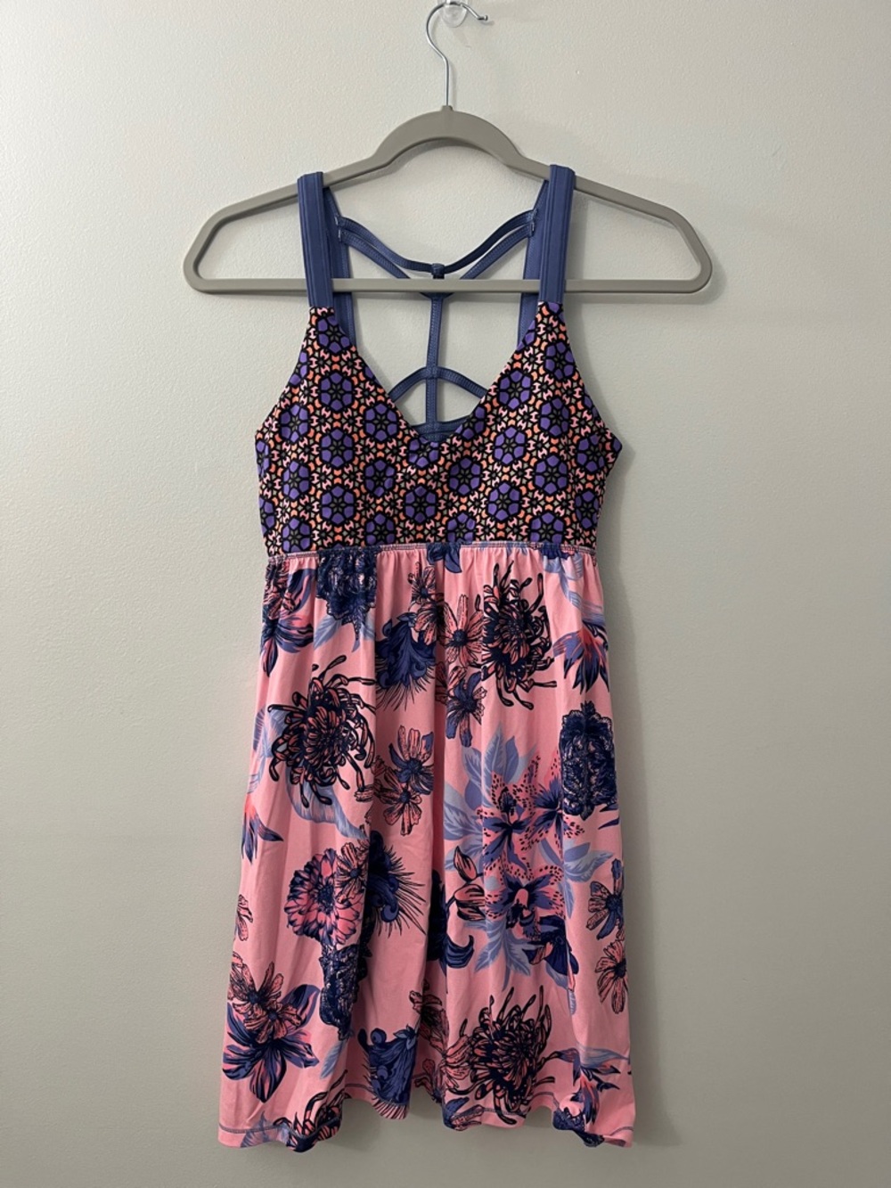 Maaji Pink and Blue Floral Mini Dress